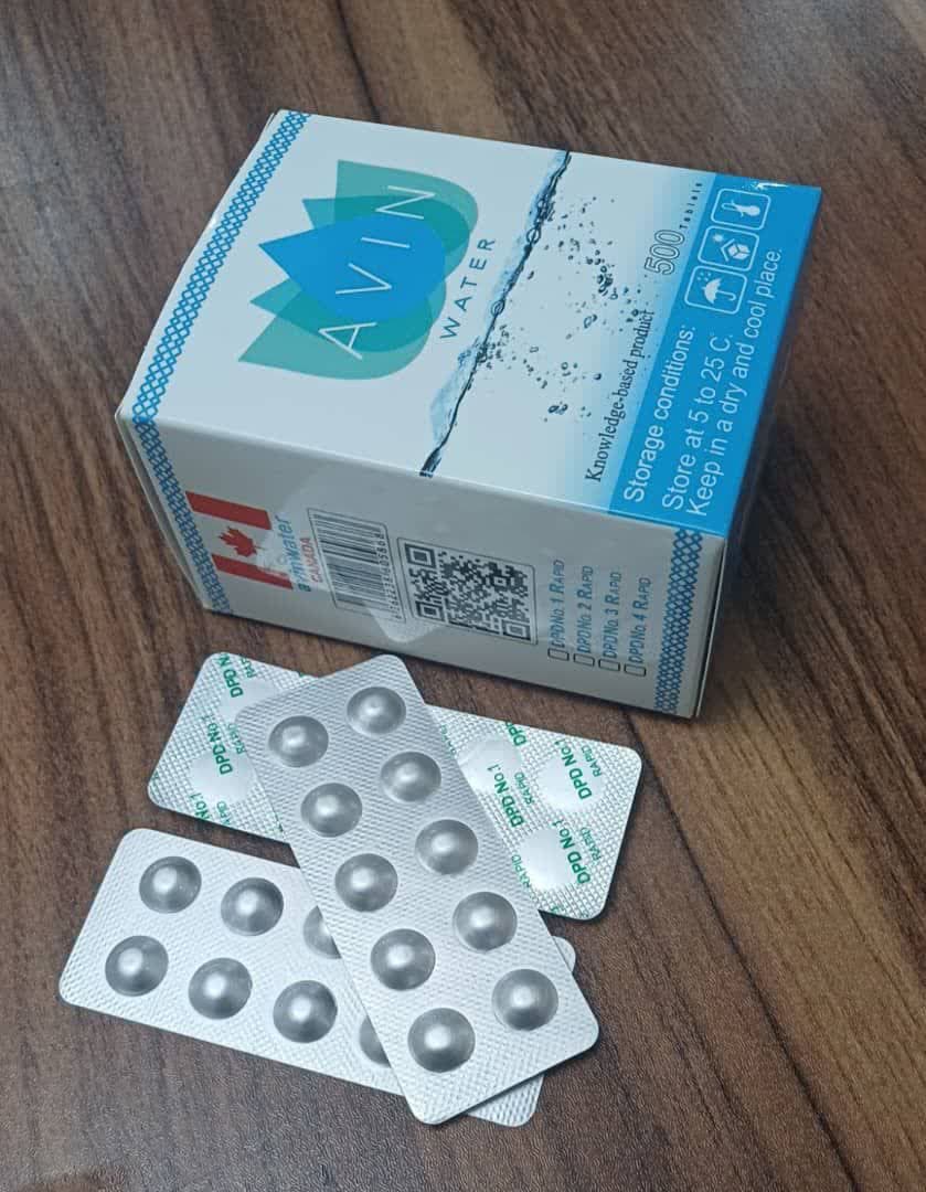 قرص کلرسنج AVIN WATER  کانادا  بسته 500 عددی